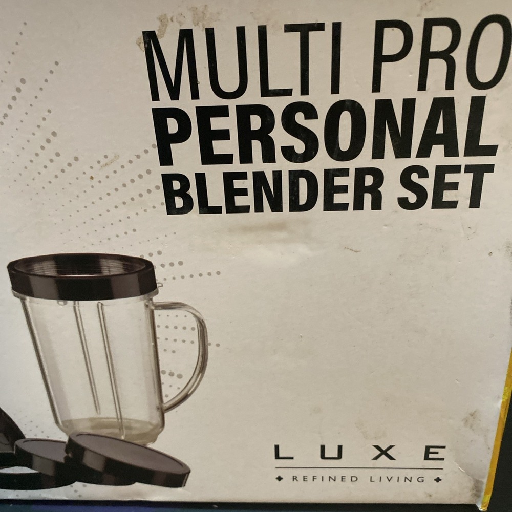 Luxe Multi Pro Personal Blender Silver Black w/ Container Blades Lid Set New!